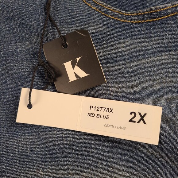 Kreamy Women's 2X Pants Flared Leg Opening Jeans Blue - Picture 7 of 10